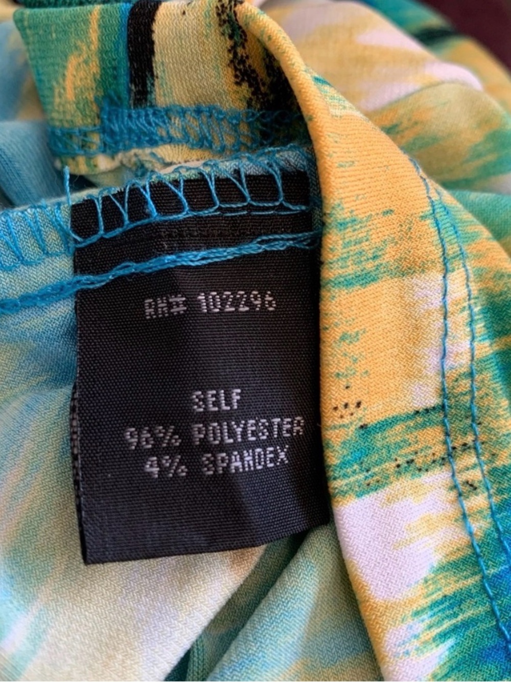 connected apparel Teal Blue Aqua Multi-Print Cowl Sheath Dress - Picture 5 of 5